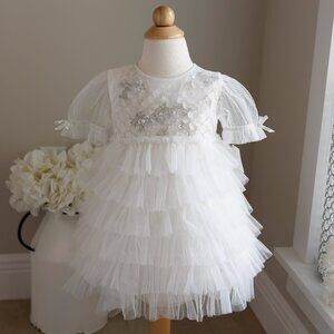 Tutu Du Monde Bebe White Tulle Chelsea Tutu Dress Party Flower Girl Portrait